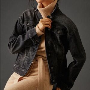 Pilcro Boyfriend Denim Jacket - distressed black sz L